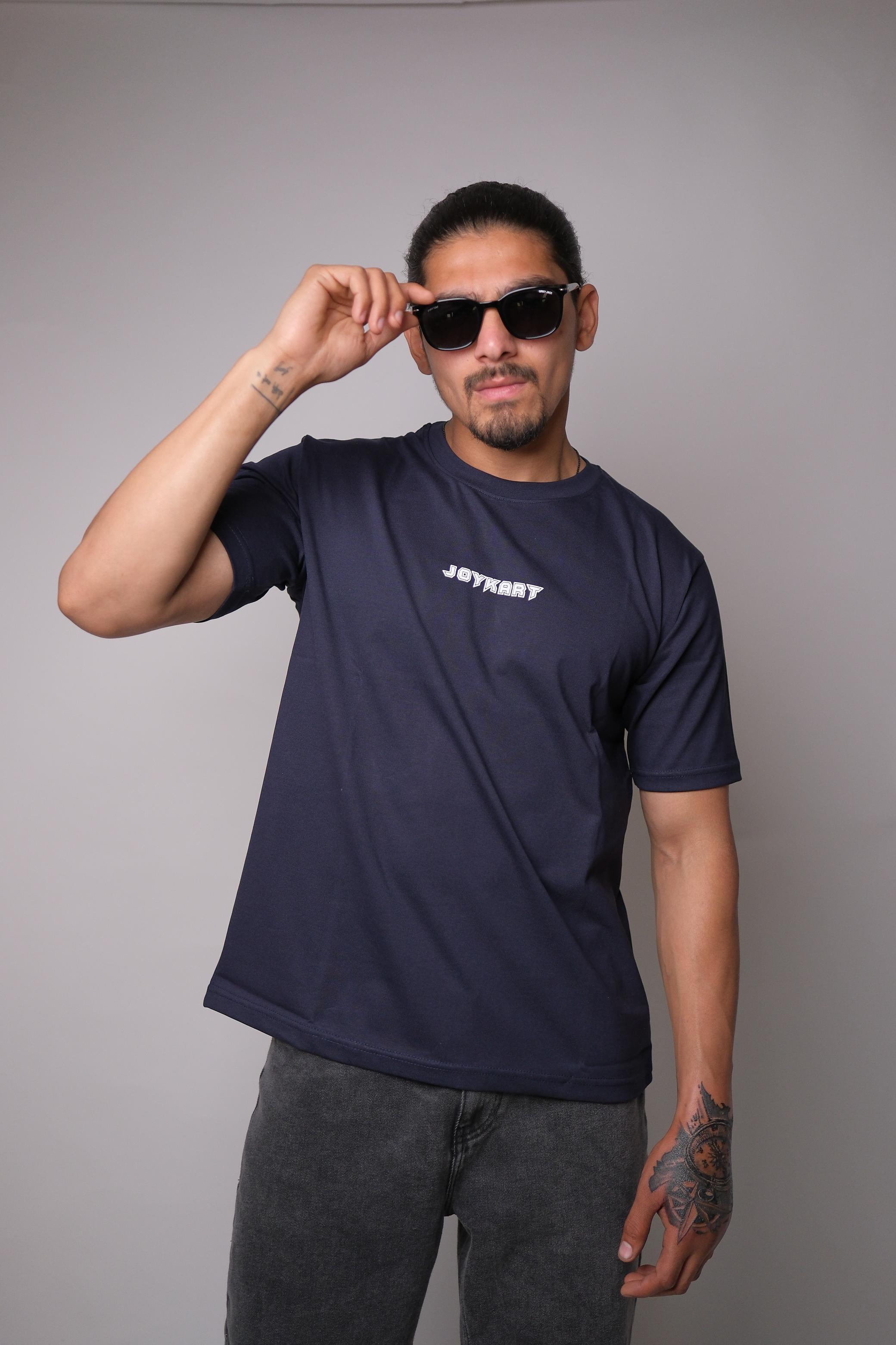 JOYKART DARK BLUE ROUND NECK SLIM FIT MEN'S T-SHIRT