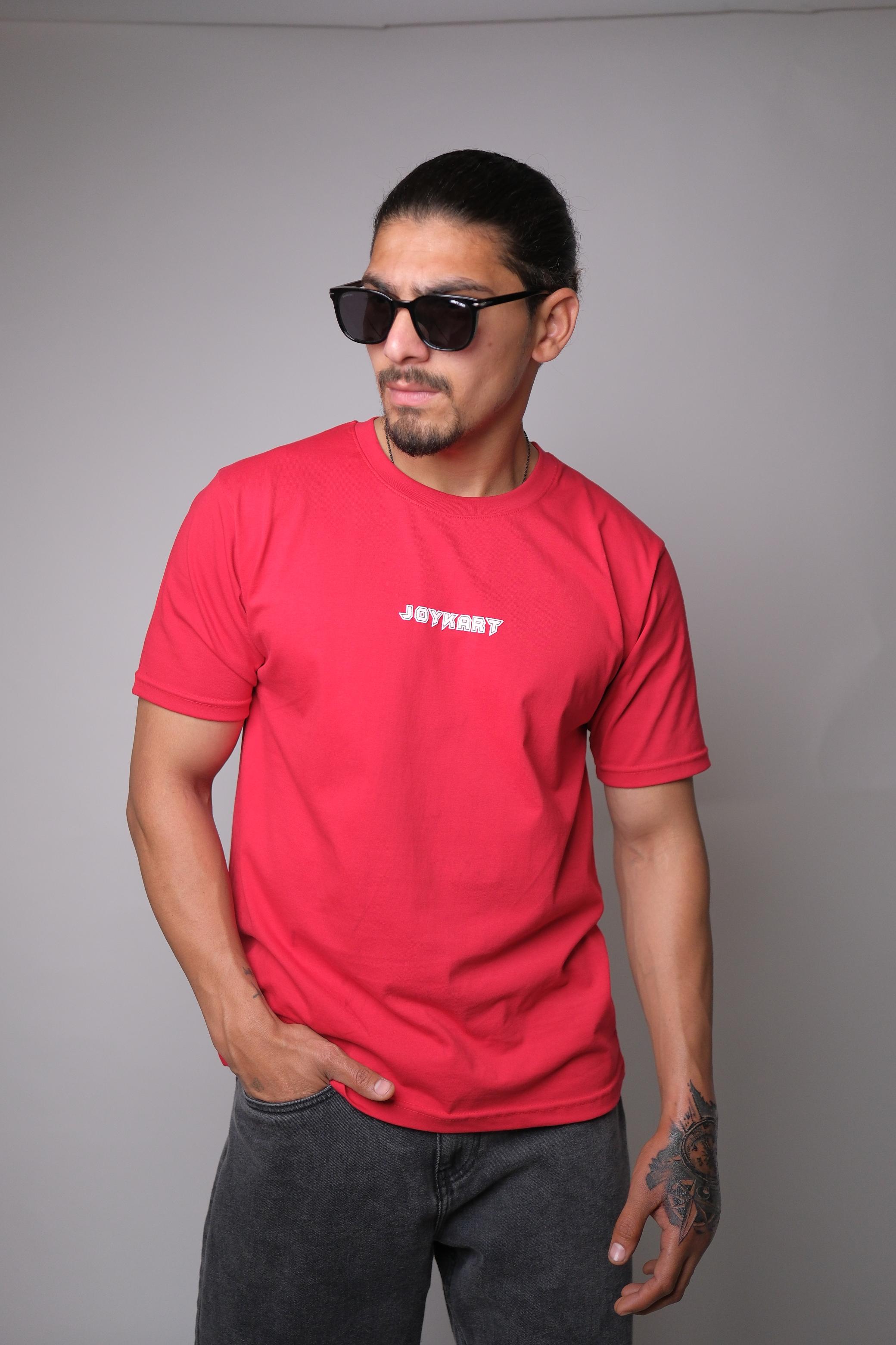 JOYKART RED ROUND NECK SLIM FIT MEN'S T-SHIRT