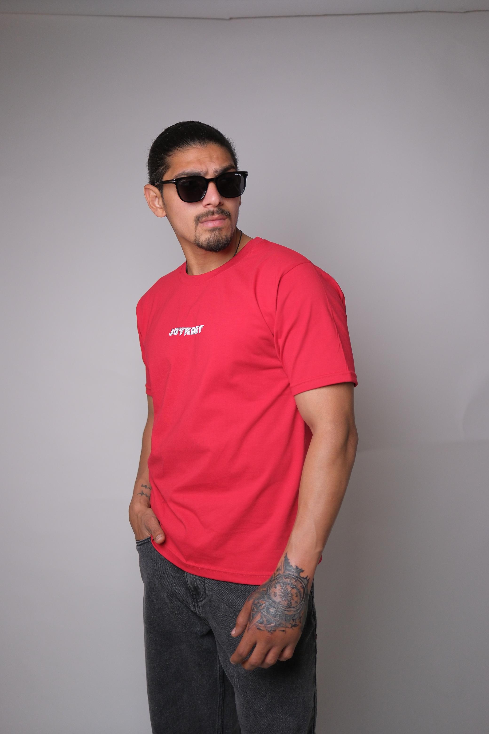 JOYKART RED ROUND NECK SLIM FIT MEN'S T-SHIRT