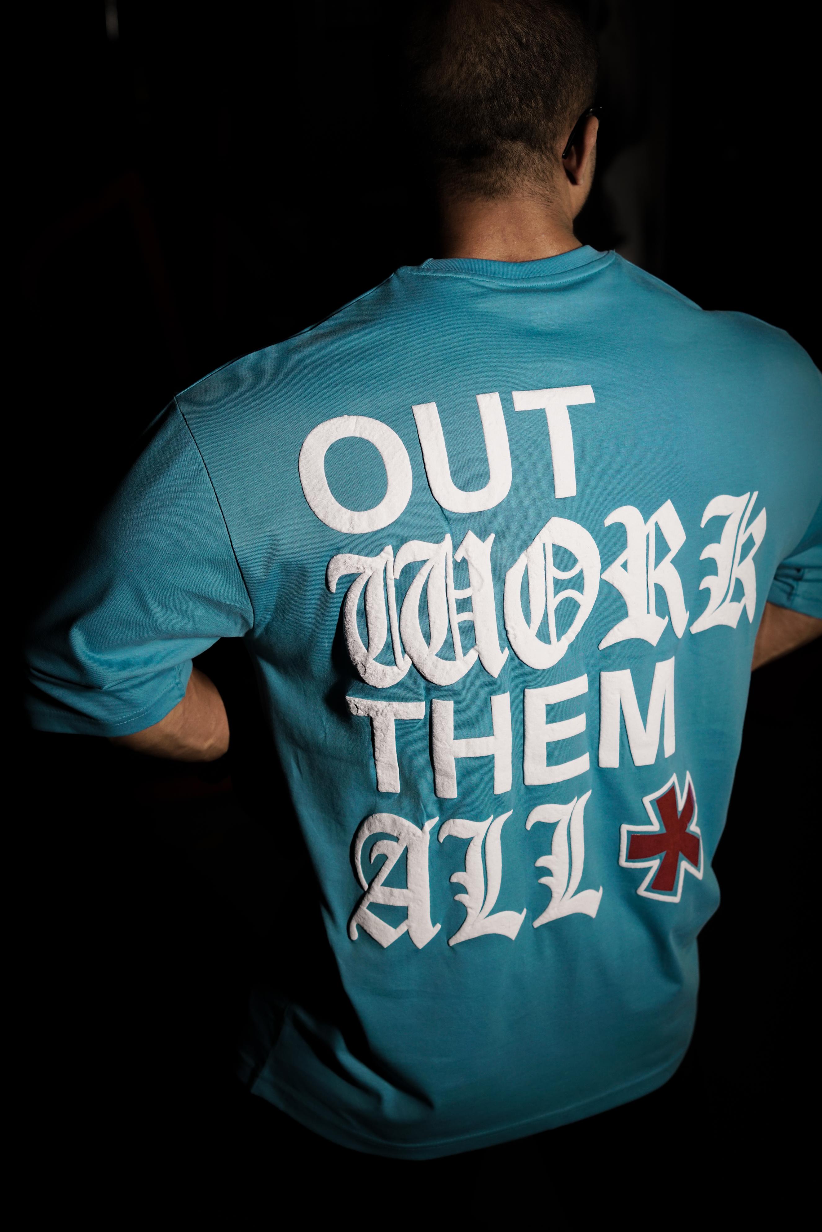 out work them all Printed Drop Shoulder T-shirt