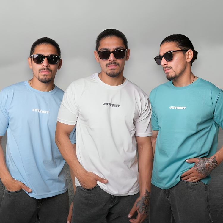 JOYKART ROUND NECK SLIM FIT MEN'S T-SHIRT ( Light Blue, White, Sea Green )