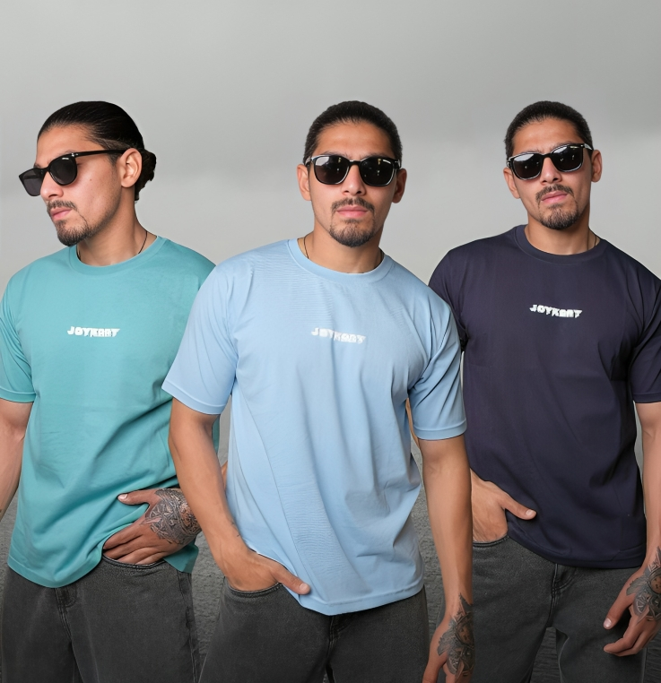JOYKART ROUND NECK SLIM FIT MEN'S T-SHIRT ( Sea Green, Light Blue, Dark Blue )