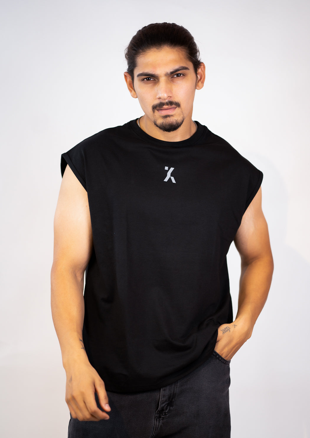 Plain Black Cap Sleeves T-shirt
