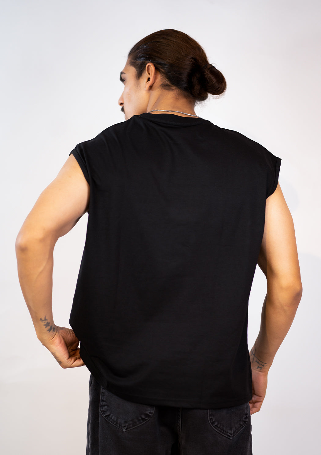 Plain Black Cap Sleeves T-shirt