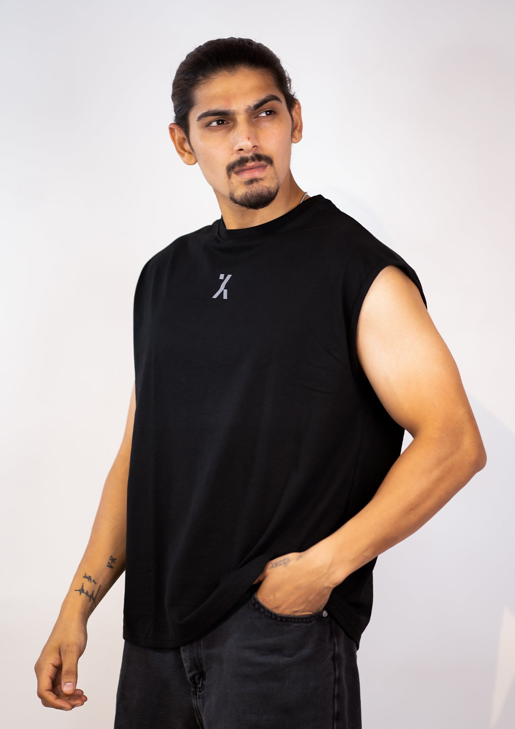 Plain Black Cap Sleeves T-shirt
