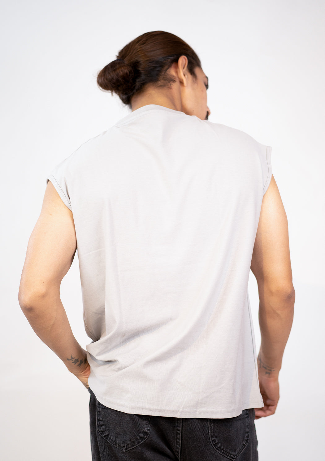 Plain Light Grey Cap Sleeves T-shirt