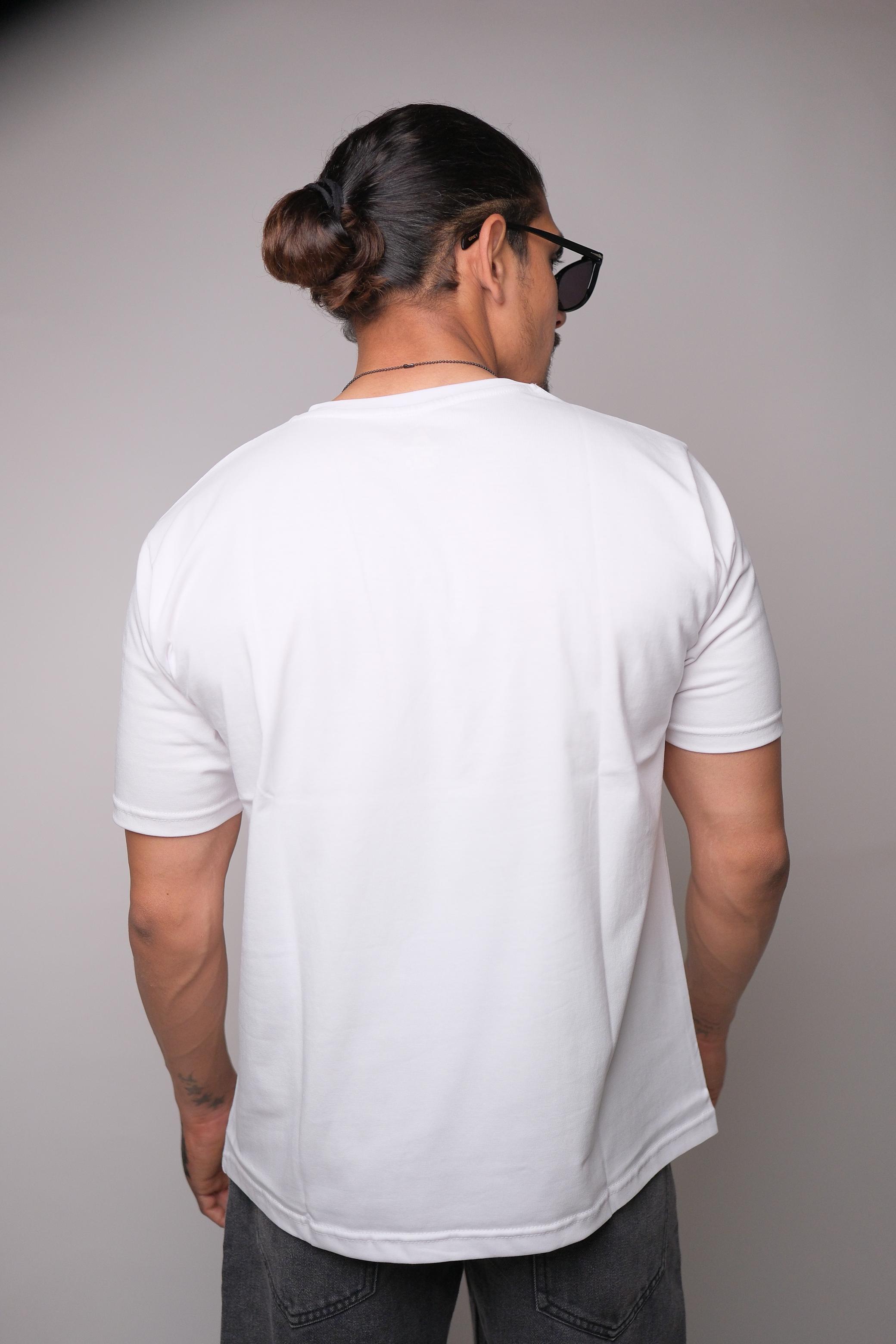 JOYKART WHITE ROUND NECK SLIM FIT MEN'S T-SHIRT