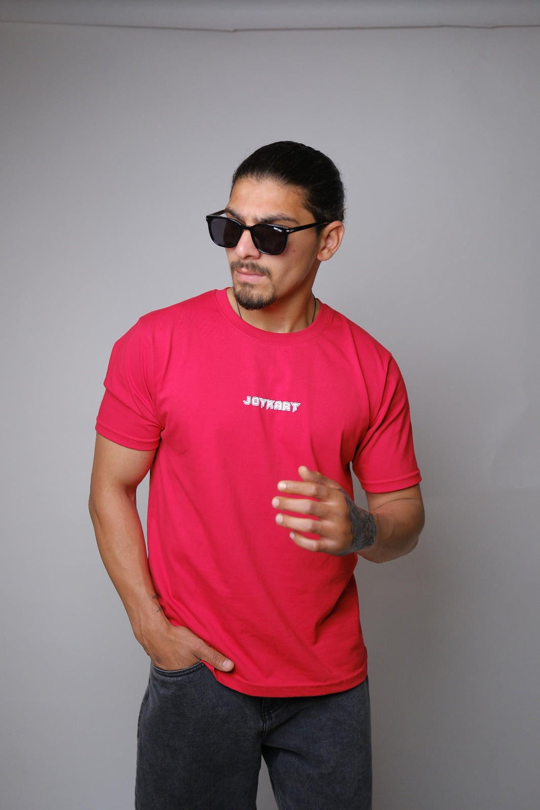 JOYKART ROUND NECK SLIM FIT MEN'S T-SHIRT ( Red, White, Sea Green )