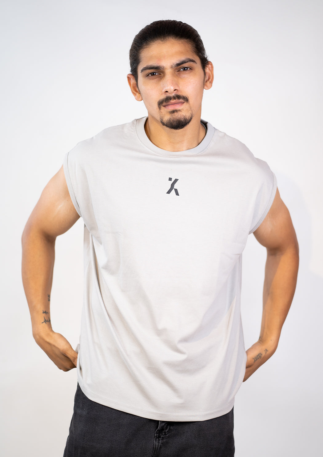 Plain Light Grey Cap Sleeves T-shirt